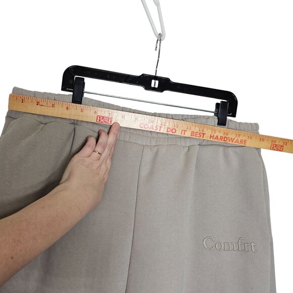 Beige Comfrt Weighted Sweatpants 2XL Elastic Waistband Cuffed Hem Has Marks - Picture 6 of 10